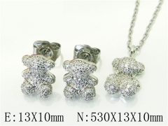 HY Wholesale Jewelry 316L Stainless Steel Earrings Necklace Jewelry Set-HY90S0218IPS