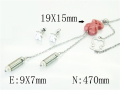 HY Wholesale Jewelry 316L Stainless Steel Earrings Necklace Jewelry Set-HY64S1338HKF