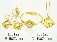 HY Wholesale Jewelry 316L Stainless Steel Earrings Necklace Jewelry Set-HY50S0366JVB