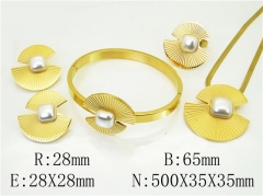 HY Wholesale Jewelry 316L Stainless Steel Earrings Necklace Jewelry Set-HY50S0349JWW