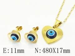 HY Wholesale Jewelry 316L Stainless Steel Earrings Necklace Jewelry Set-HY43S0019NV