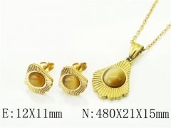 HY Wholesale Jewelry 316L Stainless Steel Earrings Necklace Jewelry Set-HY43S0046NE