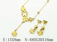 HY Wholesale Jewelry 316L Stainless Steel Earrings Necklace Jewelry Set-HY43S0010OR