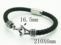HY Wholesale Bracelets 316L Stainless Steel And Leather Jewelry Bracelets-HY62B0727HLX