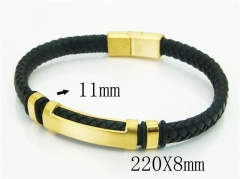 HY Wholesale Bracelets 316L Stainless Steel And Leather Jewelry Bracelets-HY91B0556IPZ