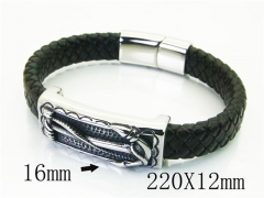 HY Wholesale Bracelets 316L Stainless Steel And Leather Jewelry Bracelets-HY62B0729HMF