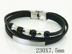 HY Wholesale Bracelets 316L Stainless Steel And Leather Jewelry Bracelets-HY91B0570IOA