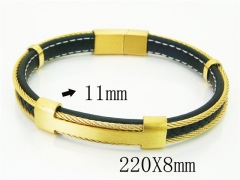 HY Wholesale Bracelets 316L Stainless Steel And Leather Jewelry Bracelets-HY91B0552INB