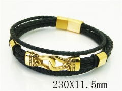 HY Wholesale Bracelets 316L Stainless Steel And Leather Jewelry Bracelets-HY91B0573IME