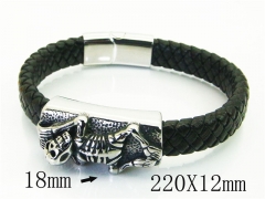 HY Wholesale Bracelets 316L Stainless Steel And Leather Jewelry Bracelets-HY62B0731HMZ