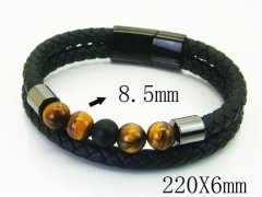 HY Wholesale Bracelets 316L Stainless Steel And Leather Jewelry Bracelets-HY62B0734HMA