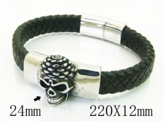 HY Wholesale Bracelets 316L Stainless Steel And Leather Jewelry Bracelets-HY62B0737HMF