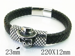 HY Wholesale Bracelets 316L Stainless Steel And Leather Jewelry Bracelets-HY62B0736HMD