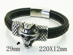 HY Wholesale Bracelets 316L Stainless Steel And Leather Jewelry Bracelets-HY62B0735HMS