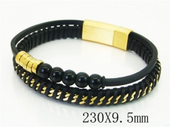 HY Wholesale Bracelets 316L Stainless Steel And Leather Jewelry Bracelets-HY91B0575JLC