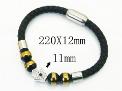 HY Wholesale Bracelets 316L Stainless Steel And Leather Jewelry Bracelets-HY62B0723HLU