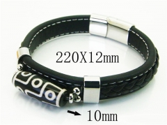 HY Wholesale Bracelets 316L Stainless Steel And Leather Jewelry Bracelets-HY62B0728HOX