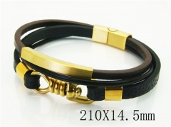 HY Wholesale Bracelets 316L Stainless Steel And Leather Jewelry Bracelets-HY91B0577IPE