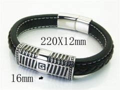 HY Wholesale Bracelets 316L Stainless Steel And Leather Jewelry Bracelets-HY62B0732HMX