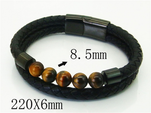 HY Wholesale Bracelets 316L Stainless Steel And Leather Jewelry Bracelets-HY37B0229HKF