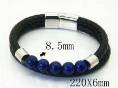 HY Wholesale Bracelets 316L Stainless Steel And Leather Jewelry Bracelets-HY37B0222HIB