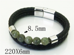 HY Wholesale Bracelets 316L Stainless Steel And Leather Jewelry Bracelets-HY37B0219HIQ