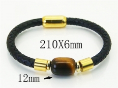 HY Wholesale Bracelets 316L Stainless Steel And Leather Jewelry Bracelets-HY37B0233HKR