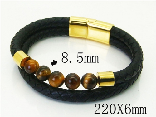 HY Wholesale Bracelets 316L Stainless Steel And Leather Jewelry Bracelets-HY37B0227HKB