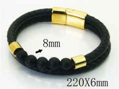 HY Wholesale Bracelets 316L Stainless Steel And Leather Jewelry Bracelets-HY37B0228HKY