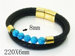 HY Wholesale Bracelets 316L Stainless Steel And Leather Jewelry Bracelets-HY37B0225HKX