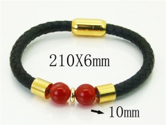 HY Wholesale Bracelets 316L Stainless Steel And Leather Jewelry Bracelets-HY37B0235HKW