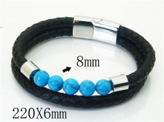 HY Wholesale Bracelets 316L Stainless Steel And Leather Jewelry Bracelets-HY37B0221HIW