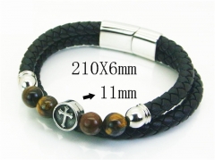 HY Wholesale Bracelets 316L Stainless Steel And Leather Jewelry Bracelets-HY62B1694HME