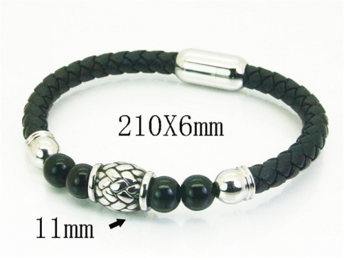 HY Wholesale Bracelets 316L Stainless Steel And Leather Jewelry Bracelets-HY62B1700HME