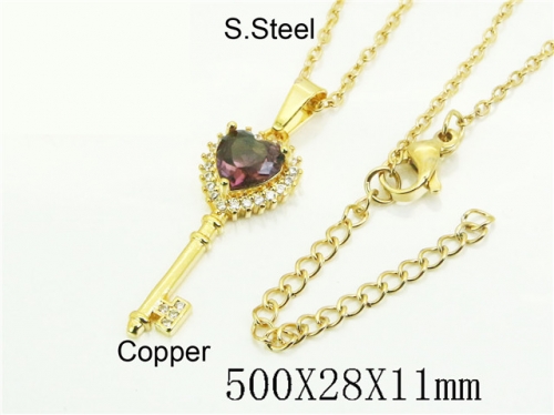 HY Wholesale Stainless Steel 316L Jewelry Popular Necklaces-HY54N0641EML