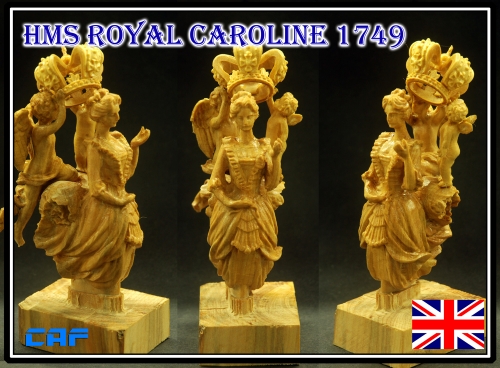 HMS Royal Caroline  Scale 1/24 Figurehead for wood model ship kit