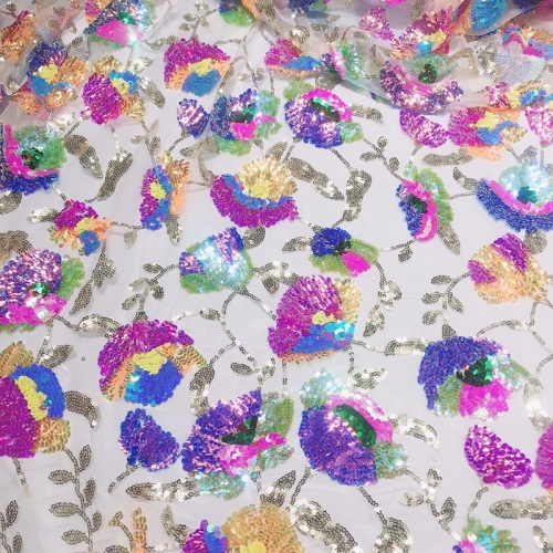 Laminated sequin embroidery
