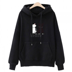 Women Fashion Loose Hooded Pullover Casual Long Sleeve Shirt Sweatshirt Hoodies Top black