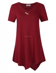 Missky Women's Short Sleeve V Neck Flowy Tunic Top Casual T-ShirtOVBP