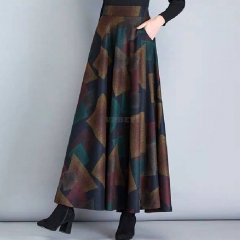 Women Lady Fashion Simple Design Autumn Winter Woolen Plaid ALine Skirt 1#