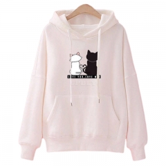 Women Fashion Loose Hooded Pullover Casual Long Sleeve Shirt Sweatshirt Hoodies Top white