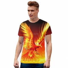 Men Women Loose 3D Golden Phoenix Printing Lovers T-shirt TX-RW-1355