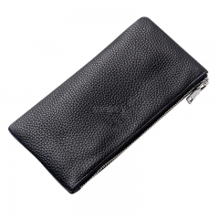 Men Leather Rectangle Wallet Soft Wear Resistance Retro Handbag Christmas Gift black