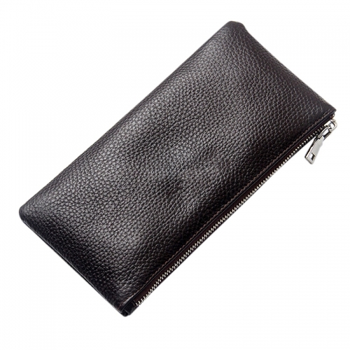 Men Leather Rectangle Wallet Soft Wear Resistance Retro Handbag Christmas Gift Brown
