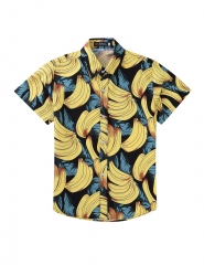 Men Women Summer Casual Banana Printed Beach Shirt 15# men and women can wear