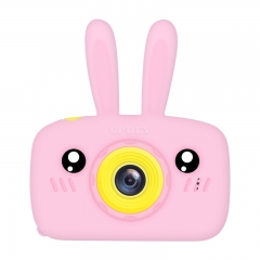 2 Inch HD Screen Digital Mini Camera Kids Cartoon Cute Camera Toys Outdoor Photography Props for Child  Pink rabbit