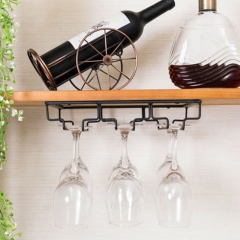 Iron Wall Mount Wine Glass Hanging Holder Goblet Stemware Storage Organizer Rack Three-row