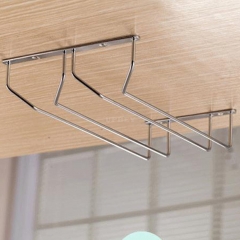 1 Pcs 1-5 Rows Stainless Steel Wall Mount Stemware Wine Glass Hanging Rack Holder Shelf 2 Row with screws