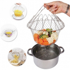 Multifunction Foldable Stainless Steel Kitchen Fry Basket Cooking Tool 23.5X9.5CM