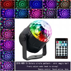 LED 15 Colors Sound Activated Mini Magic Ball Light with Remote Controller European regulations